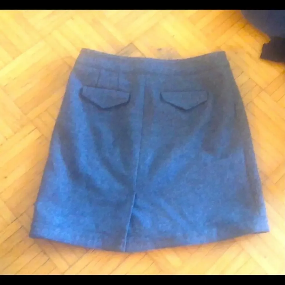 LOFT Gray Wool Skirt with Buttons - Picture 2 of 3